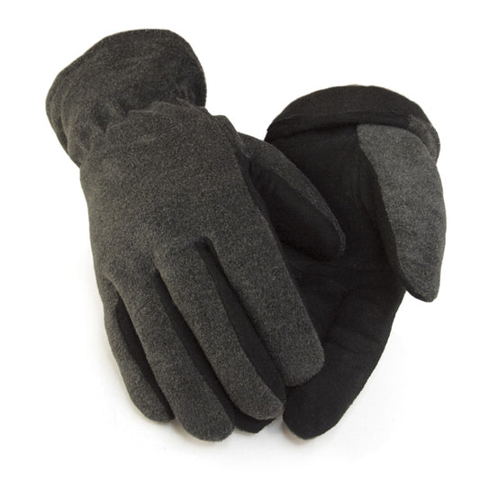 Casual Fleece Gloves with Deerskin Leather Palm